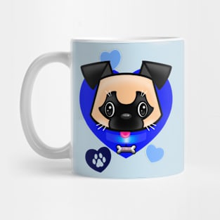 Pug Love Blue Mug